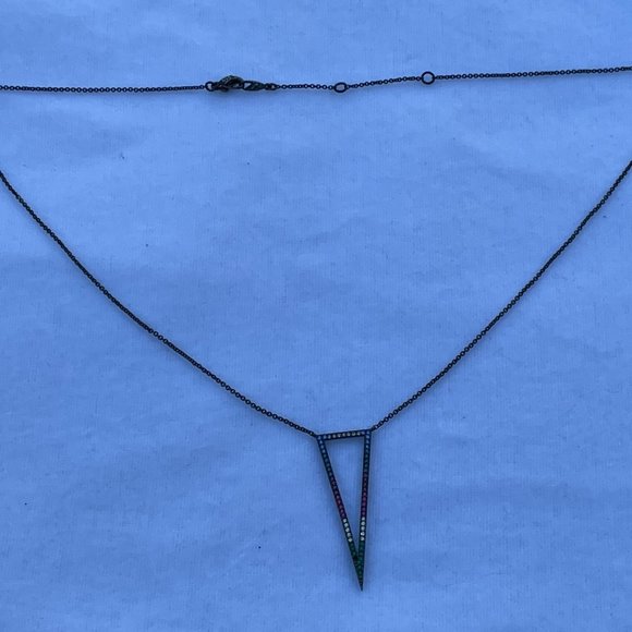 Nadri Necklaces Hematite tone cubic zirconia Trian - Picture 7 of 15